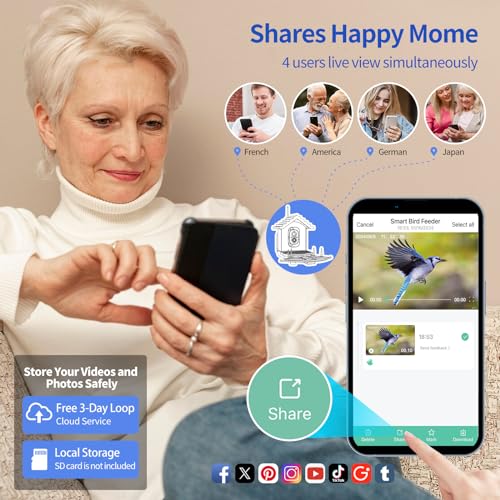 Smart Bird Feeder with Camera,Solar Powered, Ai Identify Wild Bird Watching Camera,Auto Capture Bird Videos Instant Notifications,Ideal Gifts for Bird Lovers Vatjubi