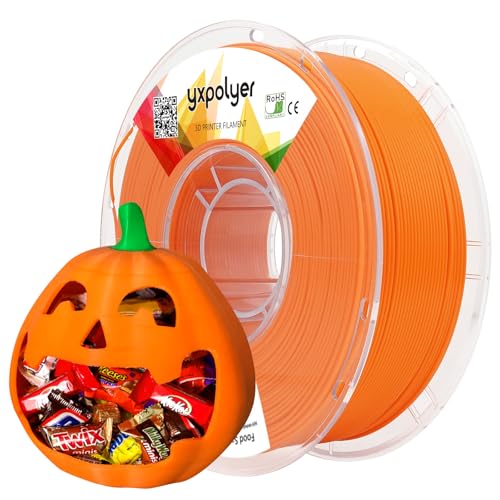 YXPOLYER PLA+ Filament Food Safe PLA Plus Food-Grade 1.75mm 3D Printing Filament 1kg 2.2lbs with PC Reusable Spool fit AMS System and Most FDM 3D Printers, Orange yxpolyer