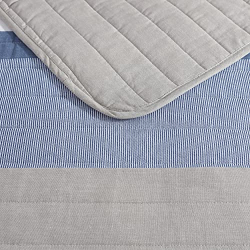 Nautica - Twin Quilt Set, Soft & Breathable Cotton Bedding with Medium Weight Feel, Reversible 2 Piece Bed Set with Matching Pillowcase (Galewood Blue) Nautica