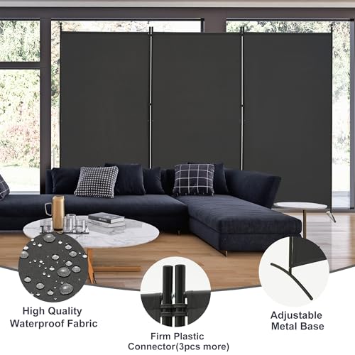 Spurgehom 3 Panel Room Divider Folding Partition Privacy Screens, Freestanding Fabric Room Panel Portable Room Partition Wall Dividers for Home Office Restaurant, 102" W X 71" H (Black) Spurgehom