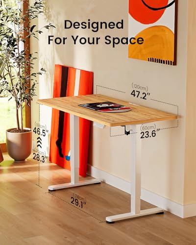 ErGear Height Adjustable Electric Standing Desk, 48 x 24 Inches Sit Stand up Desk, Memory Computer Home Office Desk with Two-Piece Desktop (Light Vintage Brown) ErGear