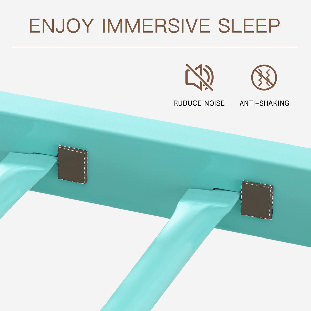 ikalido Aqua Green Twin Metal Loft Bed with Safety Guard, Removable Ladder, and Space-Saving Design ikalido