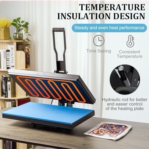 SmarketBuy Heat Press Machine 16x20 Inch, High Pressure Clamshell Heat Press 1700W, Large Heat Press Digital Control Heat Transfer Machine for T Shirts, Garments, Canvas Bag, Pillowcase SmarketBuy