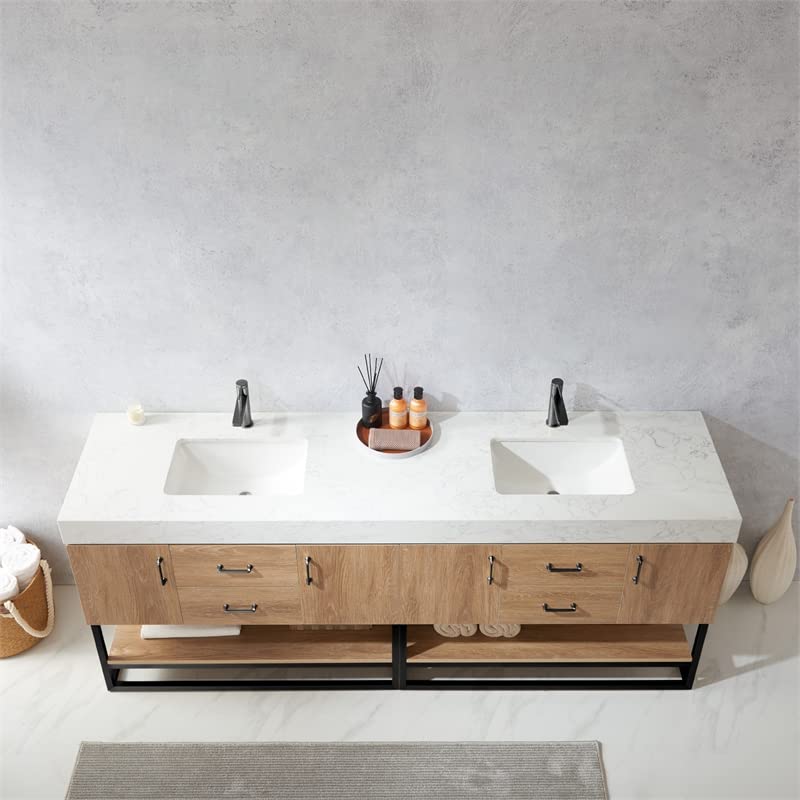 Vinnova Alistair Bathroom Vanity, 84 Inches, North American Oak VINNOVA