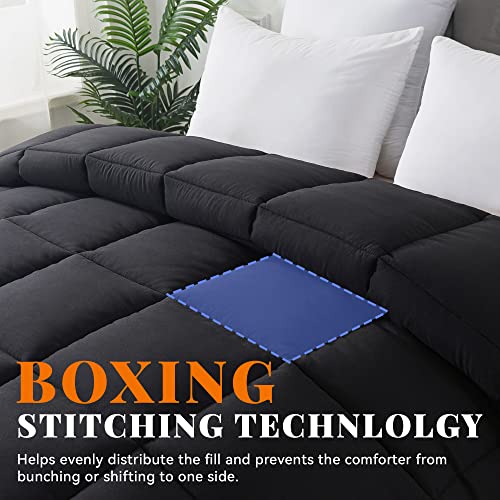 Cosybay Down Alternative Comforter (Black, Twin) - All Season Soft Quilted Twin Size Bed Comforter - Duvet Insert with Corner Tabs - Winter Summer Warm Fluffy, 64x88 inches Cosybay