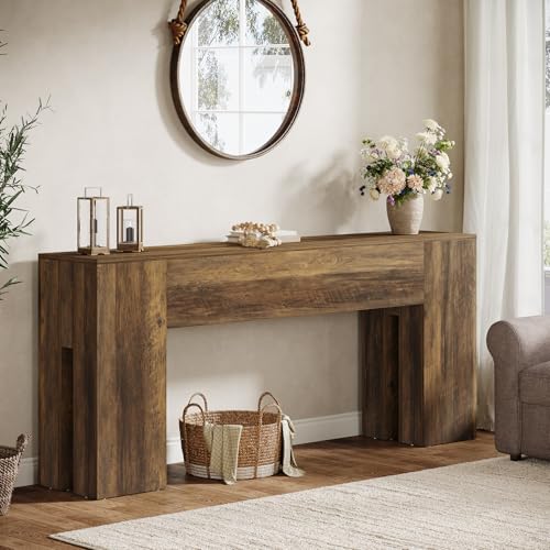 Tribesigns 71-Inch Long Console Table for Entryway, Farmhouse Sofa Console Behind Couch, Entry Table for Hallway, Foyer, Living Room, Brown Tribesigns