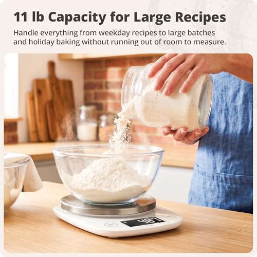Greater Goods Digital Kitchen Scale for Baking โ Food Scale with Gram & Ounce Measurements, Easy Tare & Stable Readings, Precision Scale for Sourdough Bread, Baking & Cooking, 11 lb Capacity
