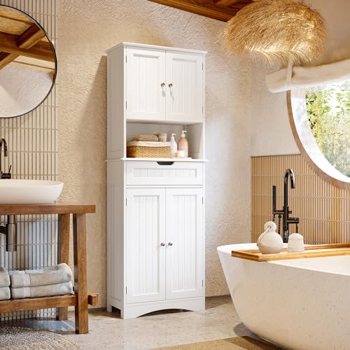 Gizoon 66” Elegant Versatile White Storage Cabinet for Kitchen and Bathroom Gizoon