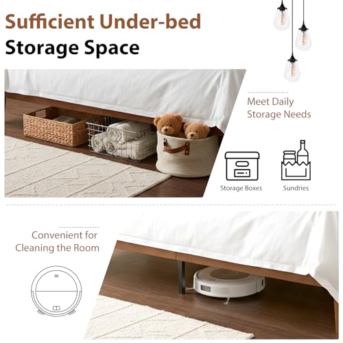 Sweetcrispy Solid Wood Bed Frame, Twin Size Bed Base with Wood Slat Support, Sturdy, Stylish & Noise-Free Design, No Box Spring Needed, Easy Assembly, Dark Brown Sweetcrispy
