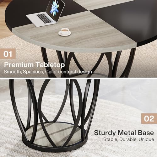 Tribesigns 47-Inch Round Conference Table for 4-6, Modern Meeting Table, Wooden Meeting Seminar Table, Simple Office Table for Office Conference Room Tribesigns