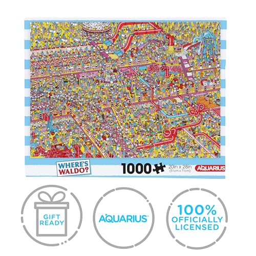 AQUARIUS Where’s Waldo? Cake Factory 1000pc Puzzle (1000 Piece Jigsaw Puzzle) - Glare Free - Precision Fit - Officially Licensed Where's Waldo Merchandise & Collectibles -22x28 Inches AQUARIUS