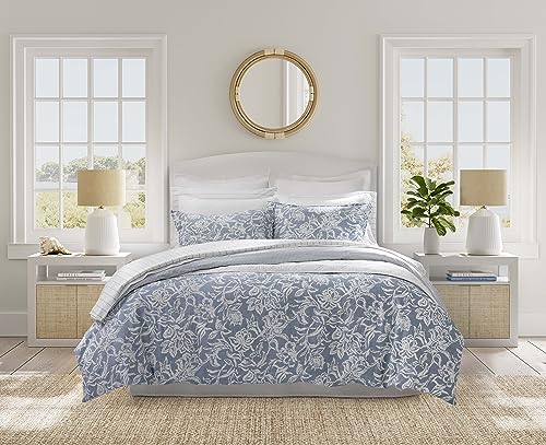 Nautica - Full/Queen Comforter Set, Cotton Reversible Bedding Set with Matching Shams (Tortola Blue, Full/Queen) Nautica