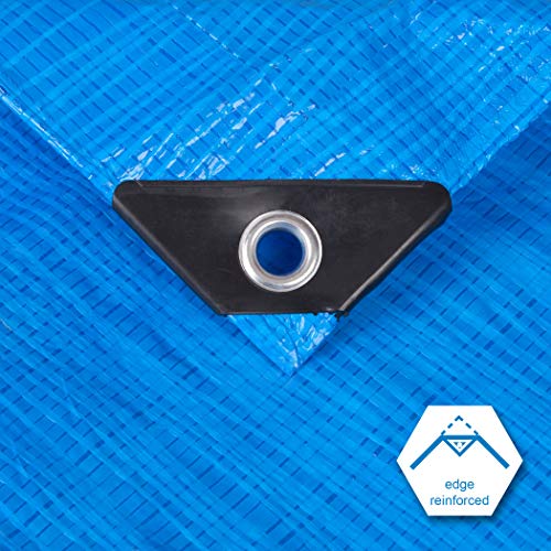CARTMAN Finished Size 20x40 Feet Blue Poly Tarp 5 Mil Thick, Multipurpose Protective Cover for Camping, Tent, Boat, RV, Car CARTMAN