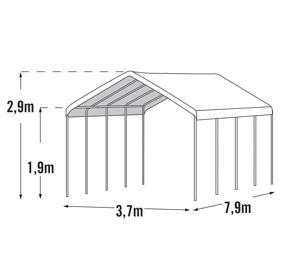 ShelterLogic 12' x 26' SuperMax Heavy Duty Steel Frame Quick and Easy Set-Up Canopy, white (25770) ShelterLogic