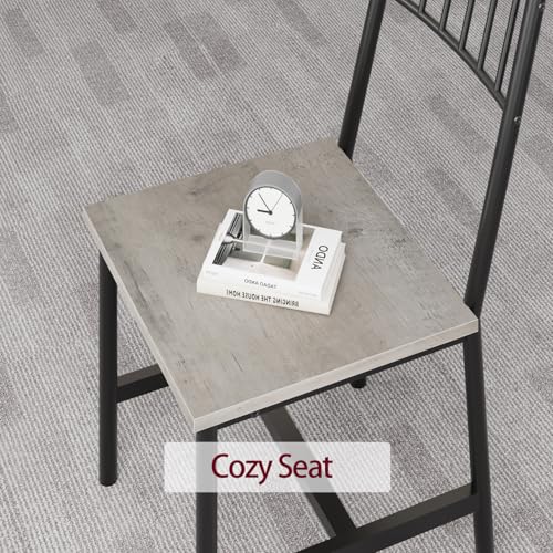 GarveeHome Dining Table Set for 4, Kitchen Table and Chairs for 4 with Wine Rack, Room Dining Table Set with Storage Benches, Rectangular Kitchen Table Set for Small Space, Apartment, Retro Gray GarveeHome