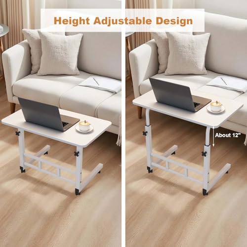 MilleLoom Small Standing Desk with Wheels, Portable Standing Desk Adjustable Height, Small Computer Desk Rolling Desks, Portable Laptop Standing Table for Home Office Study Bedroom White MilleLoom