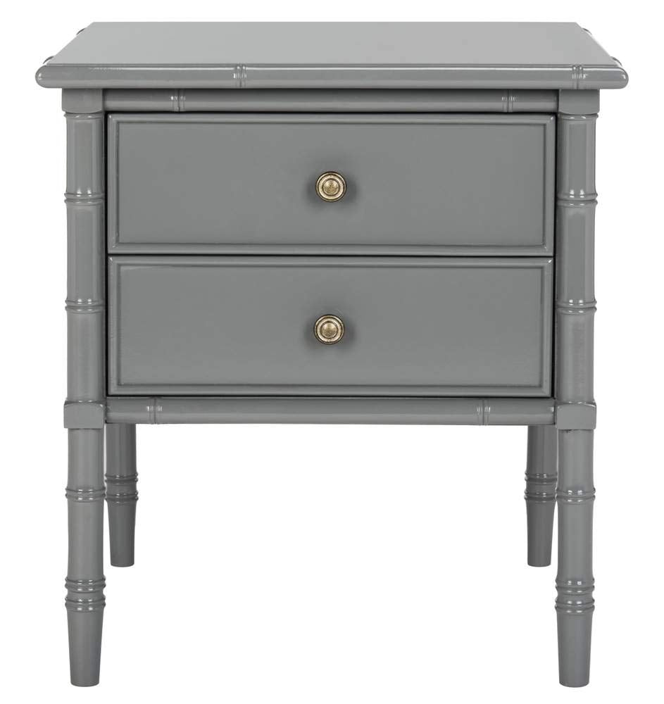 SAFAVIEH Home Mina Modern Coastal 2-Drawer Bamboo Nightstand, 1' x 1', Grey/Gold Safavieh