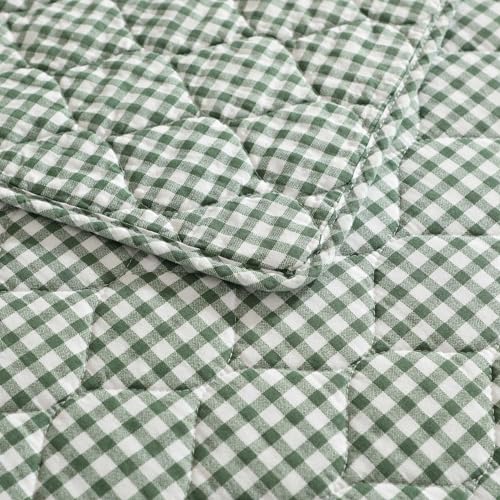 Laura Ashley - Full/Queen Quilt Set, Pre-Washed Cotton Bedding with Matching Sham, Lightweight for Year Round Use, Oeko-Tex Certified (Gracies Gingham Green) Laura Ashley