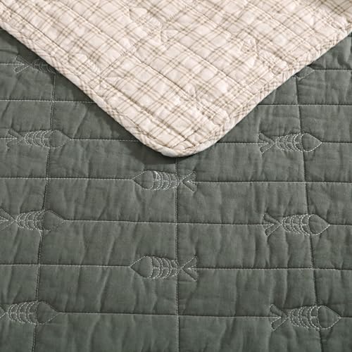 Eddie Bauer - Queen Quilt Set, Reversible Cotton Blend Bedding with Lightweight Feel, 3 Piece Bed Set with Matching Pillowcases (Troutdale Green) Eddie Bauer