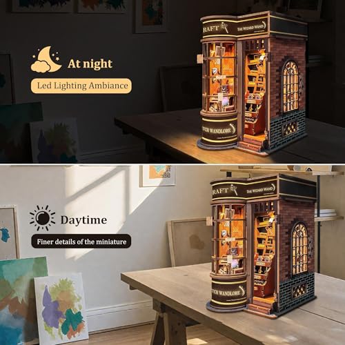 Book Nook Kits for Adults: SUNNINO Book Nook Kit Model Kits Craft Kits for Adults - DIY Miniature Doll House Kit for Bookshelf Booknook Tiny House with Sensor Led Light