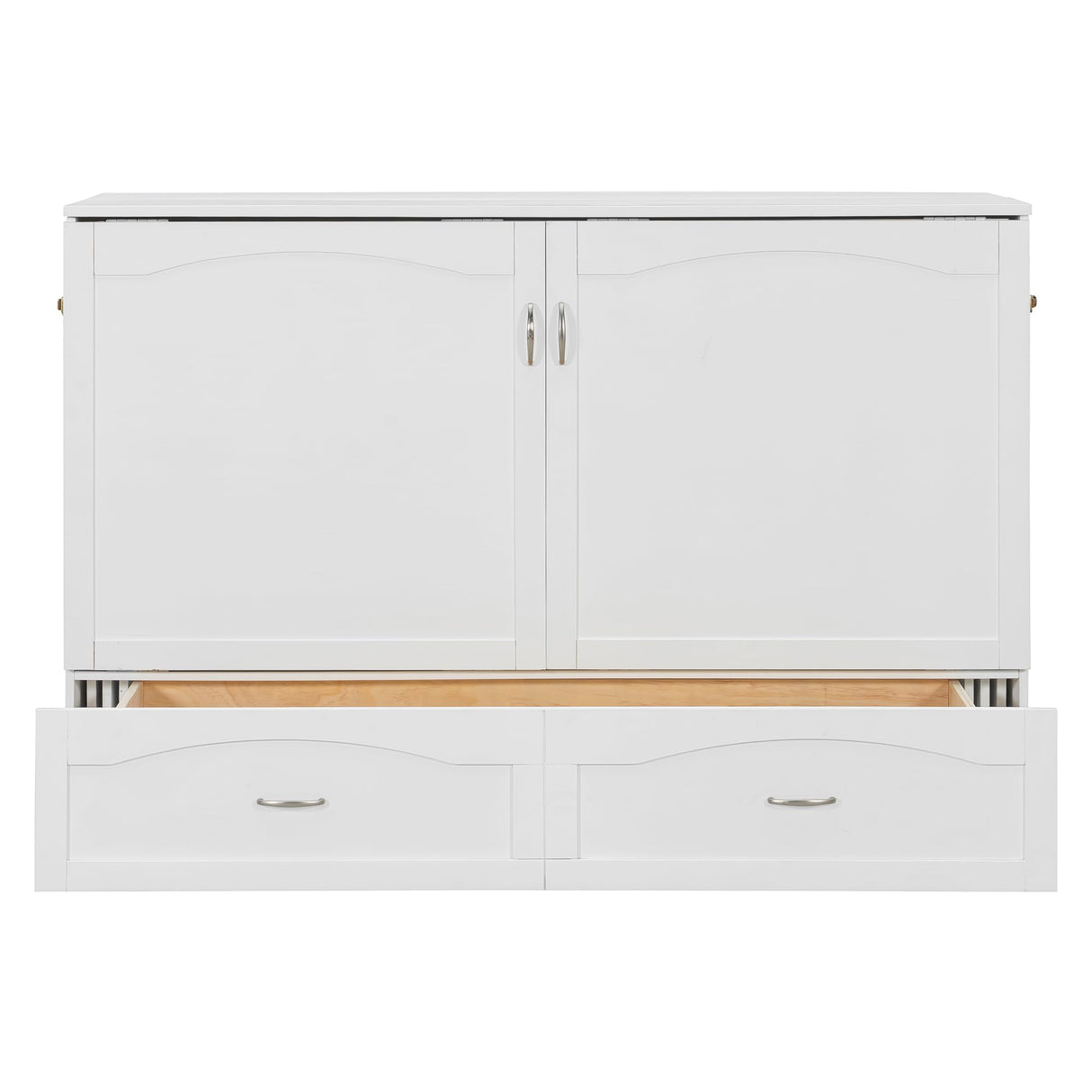 Harper & Bright Designs Queen Size Murphy Bed Cabinet Wall Bed Chest with Storage Drawer,USB,Charging Station, Wood Murphy Bed Frame for Home Office or Small Room-White Harper & Bright Designs