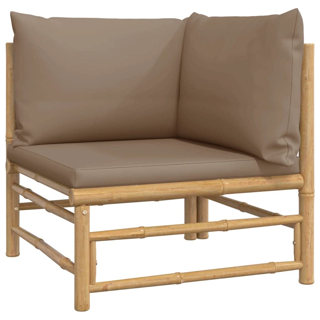 vidaXL 6 Piece Patio Lounge Set with Taupe Cushions Bamboo vidaXL