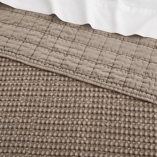 Levtex Home Mills Waffle King/Cal King Quilt Set (106x92in) with 2 Pillow Shams (36x20in) - Cocoa - Cotton Waffle King Size Quilt Bedding Set - Lightweight, Soft, Pre-Washed Levtex Home
