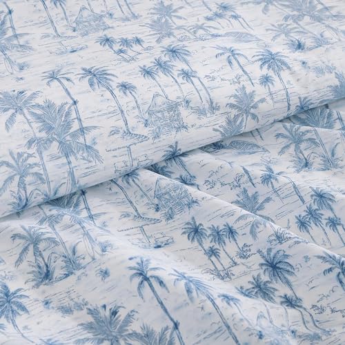 Tommy Bahama - King Sheets, Super Soft Cotton Percale Bedding Set with Matching Pillowcases, Crisp & Cool, Coastal Room Essentials (Surfside Blue, King) Tommy Bahama