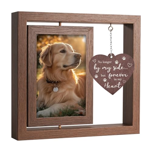 X-partner 4×6 Pet Memorial Photo Frame – Keepsake Remembrance Sympathy Gift for Loss of Dog or Cat – No Longer By My Side But Forever In My Heart – Loving Memory Picture Frame for Pets