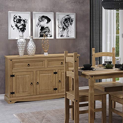 Furniture Dash Solid Wood Storage Cabinet 51.9" W, 16.9" D, 31.7" H - Sideboard Buffet with 3 Doors & 2 Drawers, Ideal for Living Room, Kitchen, Furniture Dash