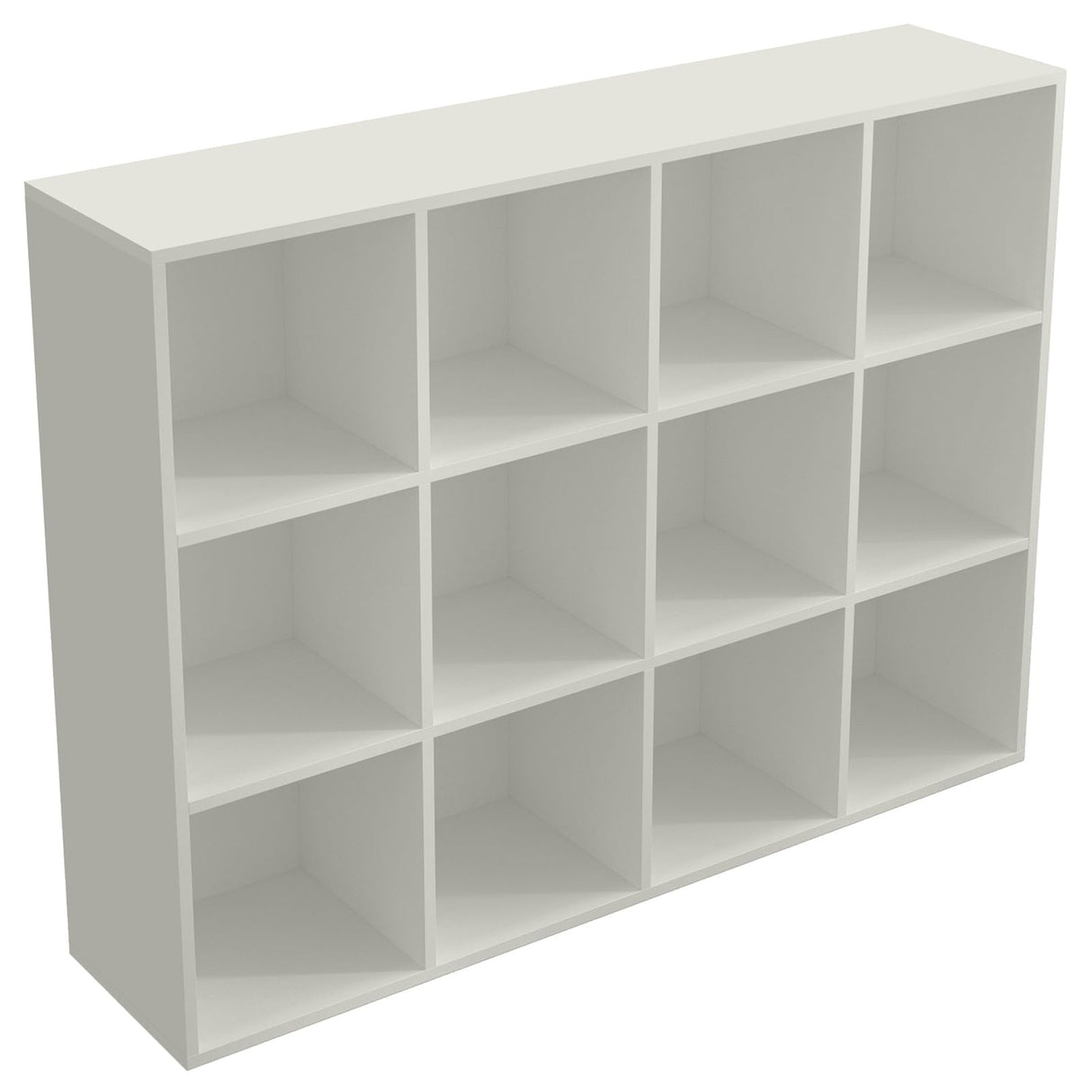 OSCHF 12-Cube Storage Shelf Bookcase - Wooden 3-Tier Floor Standing Open Bookshelf for Home and Office, Display Cabinet, Warm White OSCHF