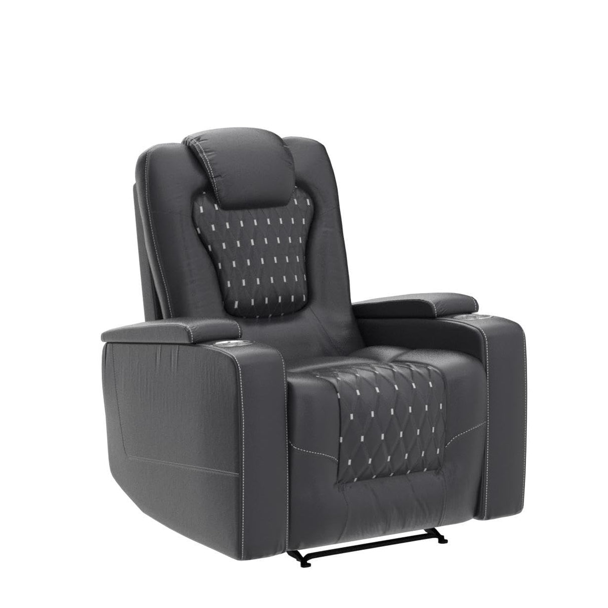 ANJ Power Recliner Chair Set of 3, Electric Soft Leather Reclining Home Theater Seating - USB Ports, Cup Holders, Hidden Arm Storage Movie & Media Room Chairs (Black) ANJ