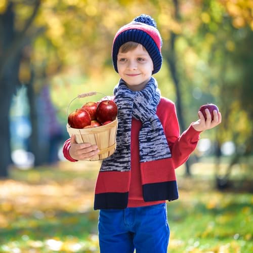 Okllen 2 Pack Round Wooden Baskets with Handle, Empty Wood Fruit Buckets, Fall Harvest Basket for Display Fruits Vegetables, Home Garden and Party Supplies, Natural Color Okllen