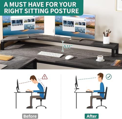 DWVO L Shaped Desk with Lift Top, 65" Adjustable Standing Desk with File Drawer, Corner Computer Desk with Storage Shelves,Home Office Desk, Grey DWVO