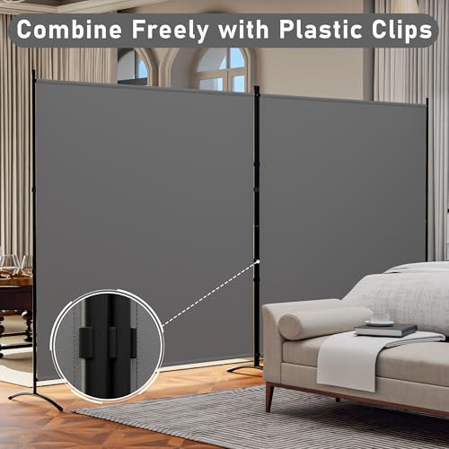 Room Divider 6ft Room Dividers and Folding Privacy Screens Partition Room Divider Fabric Panel, Indoor Wall Divider for Room Separation Freestanding Space Separators (Grey, 1 Panel) YASRKML