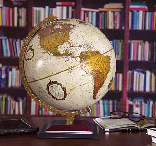 Replogle Andorra Globe, 12" Desktop World Globe, Raised Relief, Up-to-date Cartography, Smart Intelli-enabled World Map, Made in the USA, Antique Replogle
