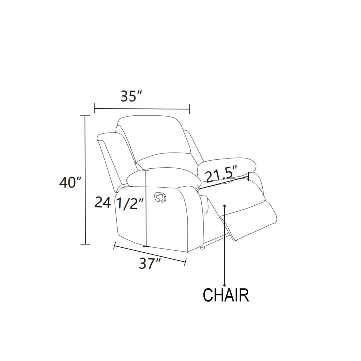 Recliner Chair for Adults, Classic and Traditional Manual Recliner Chair with Overstuffed Arms and Back, Manual Single Sofa, Ergonomic Adjustable Reclining Chairs for Adults, Corduroy-Grey SNKBOAT