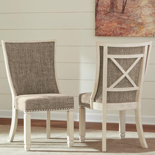 Signature Design by Ashley Bolanburg Modern Farmhouse Upholstered Dining Chair, 2 Count, Brown Signature Design by Ashley