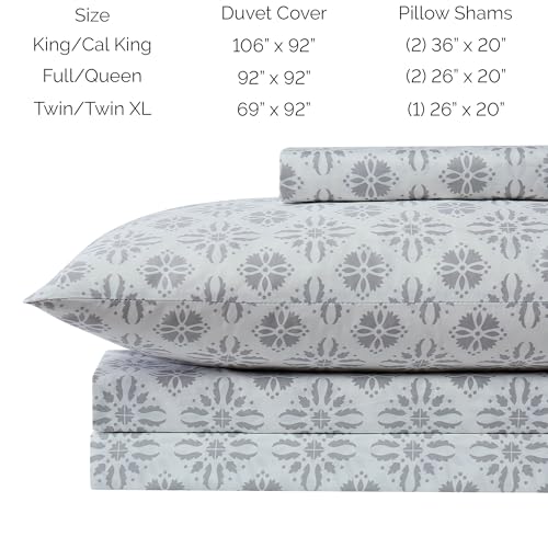 SouthShore FINE LIVING Aztec Dreams Collection, 300 Thread-Count, Premium Quality Single-Ply, Long Staple Cotton Sateen Duvet Cover Set, Twin / Twin XL, Lunar Grey Southshore Fine Living, Inc.