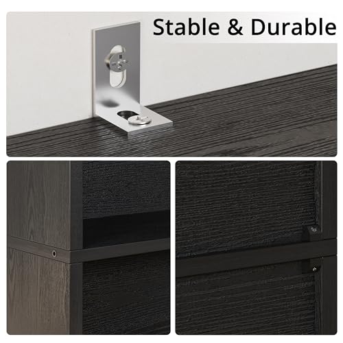 IRONCK Vintage Black 6-Tier Bookshelves Set of 2 - Tall Floor Standing Storage for Home Office and Living Room IRONCK