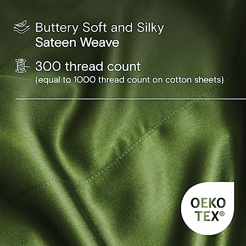 DOZ Duvet Cover Set, 100% Viscose derived from Bamboo, Organically Grown, Buttery Soft, Cooling Duvet Covers, High GSM, 1 Duvet Cover and 2 Pillowcases, 90"x90" (Forest, Full/Queen) DOZ by SIJO