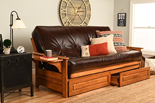 Kodiak Furniture Phoenix Futon Set with Oregon Trail Java Mattress and Storage Drawers, Full, Barbados Kodiak Furniture