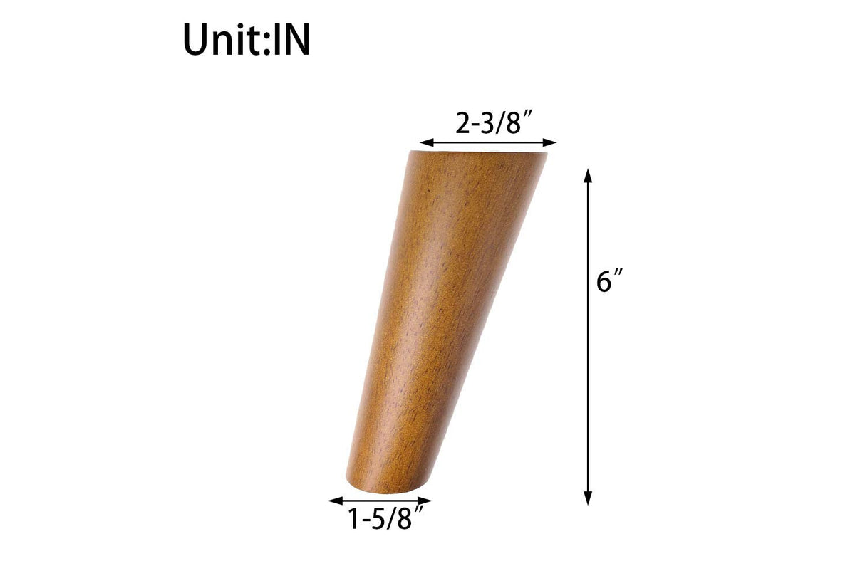 Bikani Round Solid Wood Furniture Legs Sofa Replacement Legs Perfect for Mid-Century Modern/Great IKEA hack for Sofa, Couch, Bed, Coffee Table (6 Inches,Set of 4, Walnut Color) Bikani