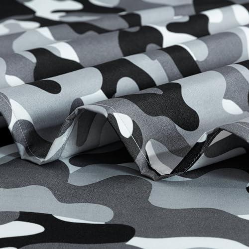Chezmoi Collection Military Camo 4-Piece Sheet Set - Camouflage Black Gray Printed Microfiber Soft Breathable Deep Pocket Sheets and Pillowcases Set, Full XL Size Chezmoi Collection