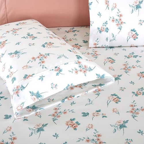 Elegant Comfort Softest and Coziest 4-Piece Sheet Set - 1500 Premium Hotel Quality Microfiber - Deep Pocket, Wrinkle Resistant 4-Piece Floral Bed Sheet Set, Twin XL, Celia Pink Elegant Comfort