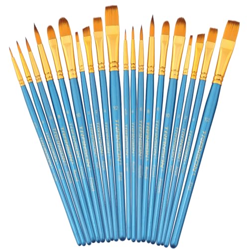 Transon 20pcs Bulk Artist Paint Brush Set for Acrylic Watercolor Gouache Hobby Craft Face Painting TRANSON