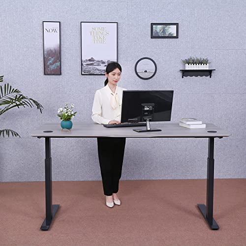 ApexDesk Elite Pro Series 71" x 33" Electric Height Adjustable Stand up Desk, Sit Stand Home Office Desk, Computer Desk - Curved Grey Top/Black Frame ApexDesk