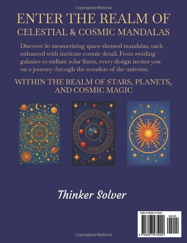 50 Complex Celestial & Cosmic Mandalas: An Adult Coloring Book with Intricate Space-Themed Designs for Relaxation, Mindfulness & Creative Focus | Large Print - 8.5x11 inches Majosta