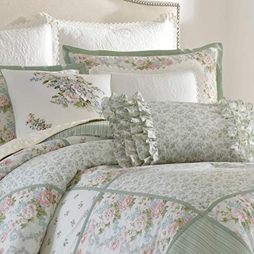 Laura Ashley - King Comforter Set, Reversible Cotton Bedding with Matching Shams & Bedskirt, Stylish Home Decor for All Seasons (Harper Sage, King) Laura Ashley