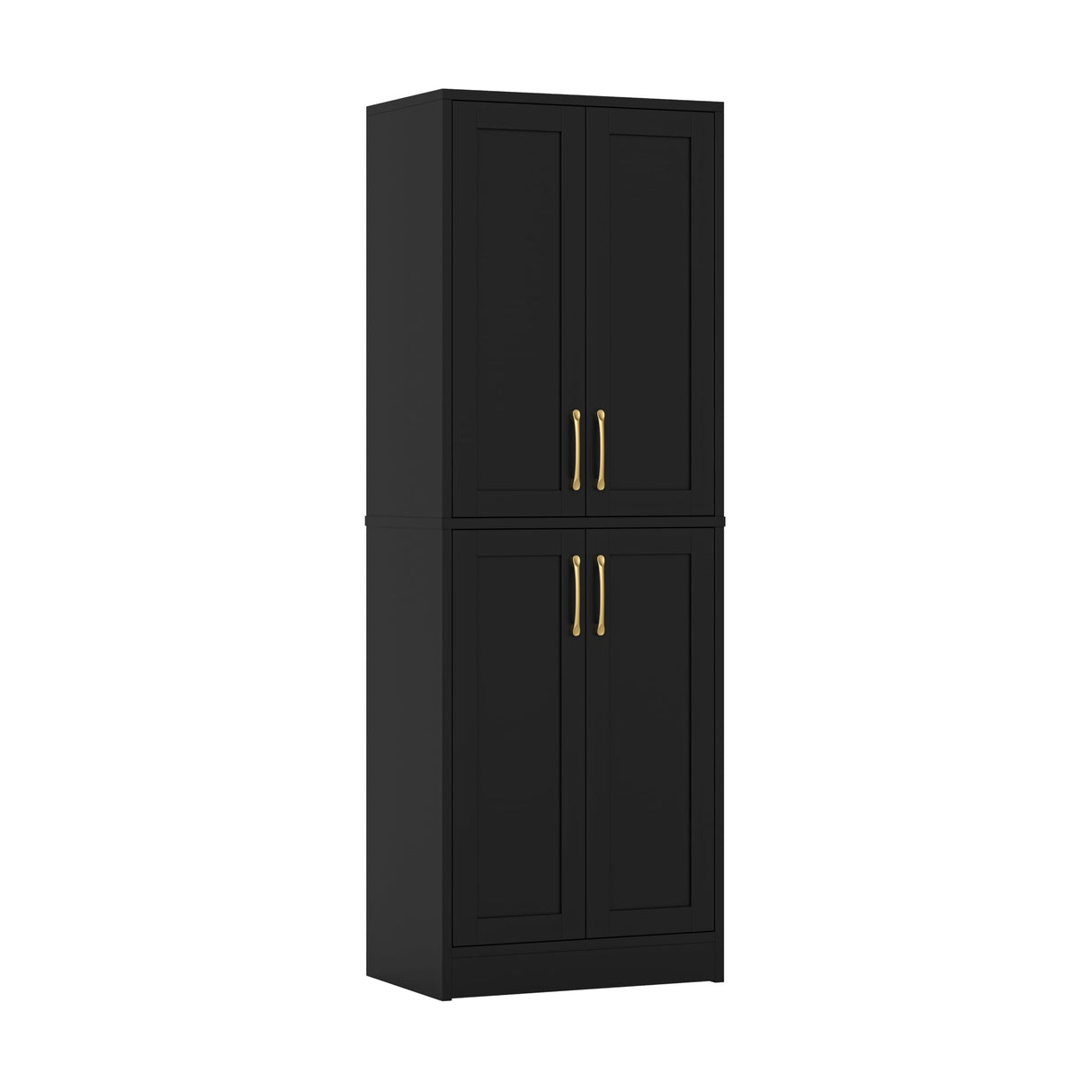 Homzbesy Pantry - Kitchen Pantry Cabinet with 4 Doors and Adjustable Shelves, Tall Black Cabinet Freestanding Storage Cupboard for Dining Room Living Room, Laundry, Bathroom Homzbesy